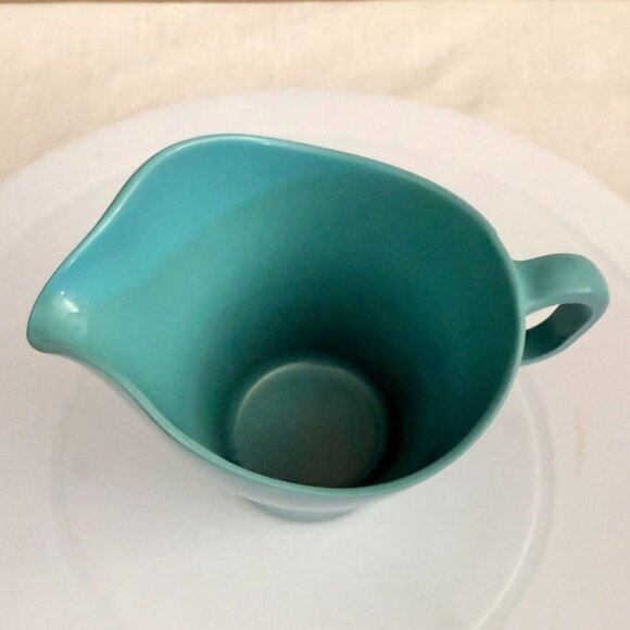 Vintage Mid Century Somerset Aqua Creamer Pitcher Boonton NJ USA 1950s 5 In Tall - Picture 7 of 11
